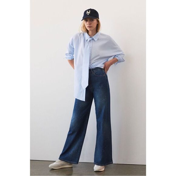 NEW Anthropologie Pilcro Annie Wide-Leg Ultra High-Rise High Waist Trouser Jean - Picture 1 of 6